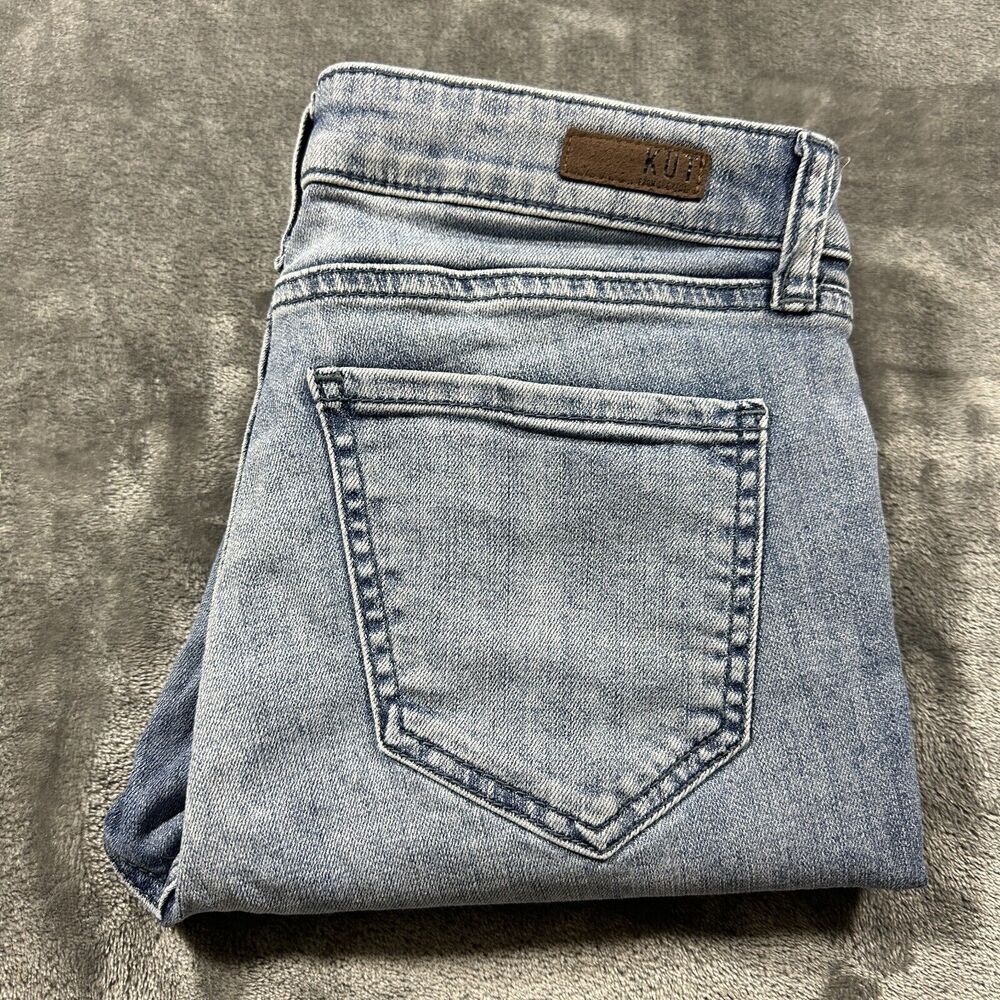Kut from the Kloth Jeans Womens 4 Blue Crop Straight Leg Raw‎ Hem Denim Pants